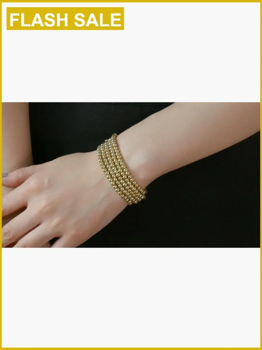 14K Gold Plated Beaded Stretch Bracelet - Elastic Ball Bracelet for Women